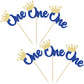 Gyufise 24Pcs First Birthday Cupcake Toppers Glitter Crown One Cupcake Picks Baby Shower 1St Birthday Cake Decorations Party Sup