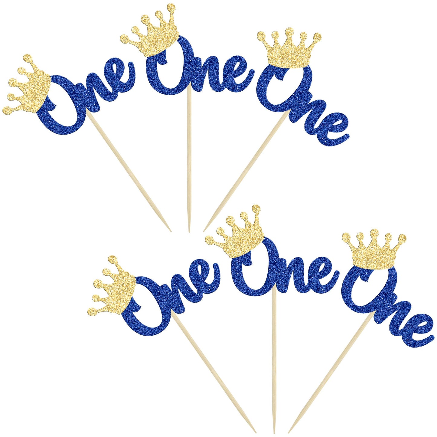 Gyufise 24Pcs First Birthday Cupcake Toppers Glitter Crown One Cupcake Picks Baby Shower 1St Birthday Cake Decorations Party Sup