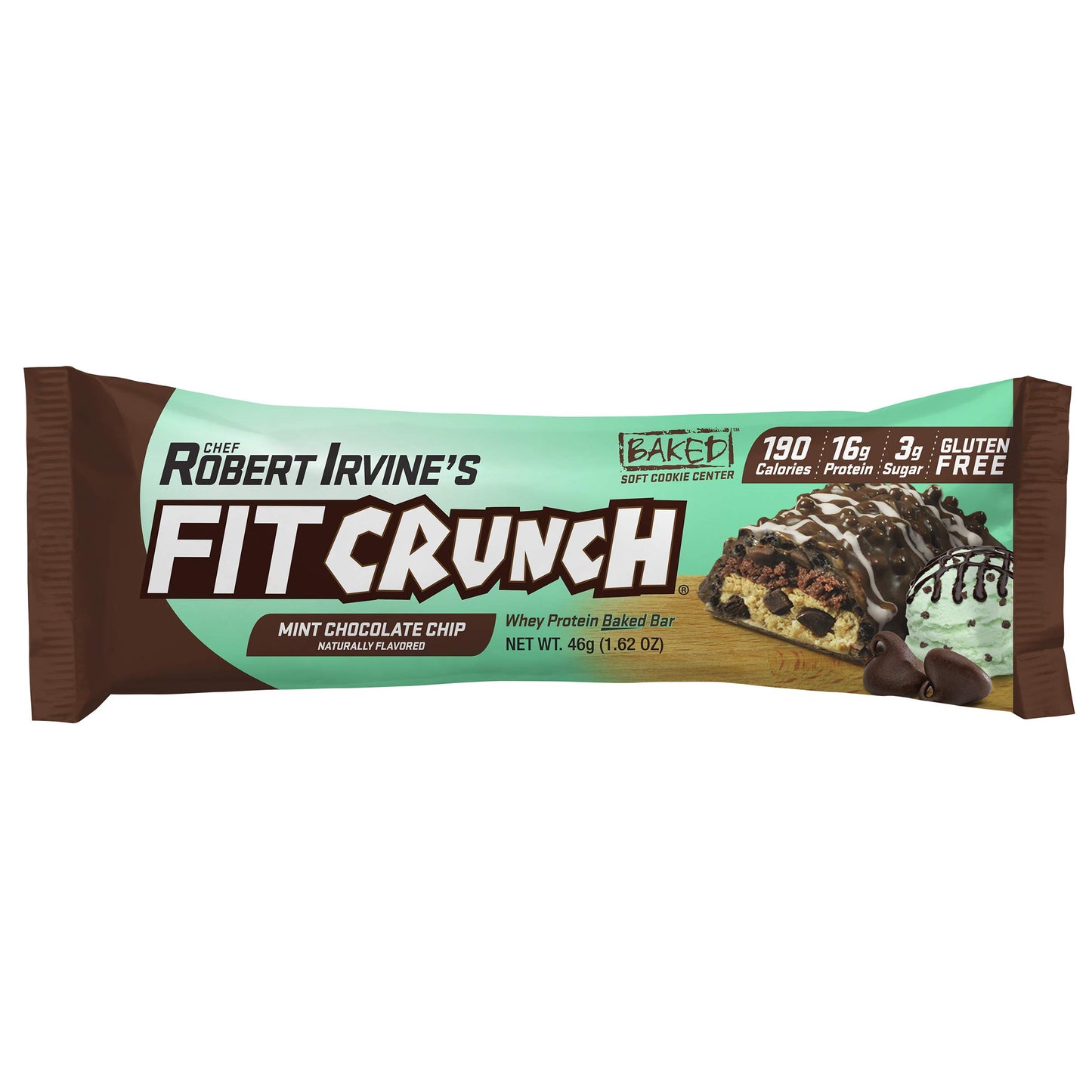 Fitcrunch Snack Size Protein Bars, Worlds Only 6-Layer Baked Bar, 3G Of Sugar & Soft Cake Core (18 Bars, Mint Chocolate Chip)