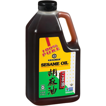 Kikkoman No Preservatives Non-GMO Toasted Sesame Oil, 40 Fl Oz - Ideal for Grilling, Baking & All-Purpose Cooking Seasoning