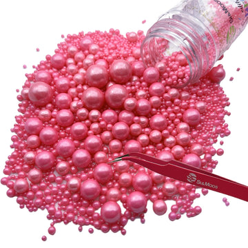 Se Si&Moos Deep Pink Edible Pearls For Cake Decorating Deep Pink Sugar Pearls Deep Pink Pearl Sprinkles For Cake Decorating Deep