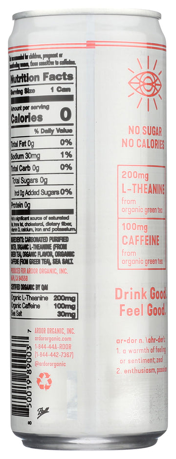 Ardor Organic Inc Sprklng Wtr Grapefruit 12 FO