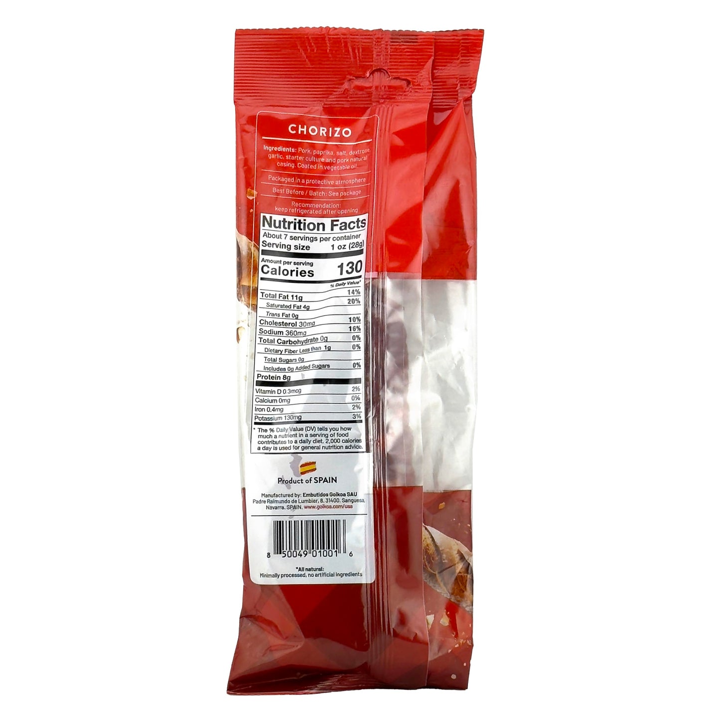 Goikoa Mild Chorizo | All Natural | Dry-Cured | Authentic Navarre Spain | Perfect For Charcuterie | 7.4 Oz (210 Gr) | (Pack Of 2
