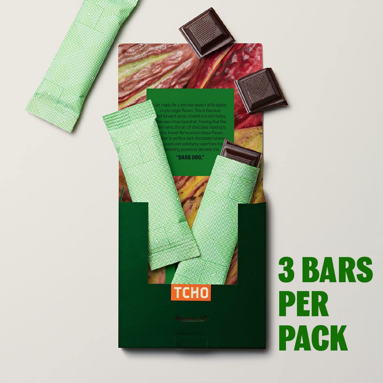 Tcho Dark Duo 75% Dark Chocolate Bars (5 Pack) | Plant Based, Organic & Fair Trade, | Non Gmo, Non-Dairy, Vegan Chocolate, Soy F