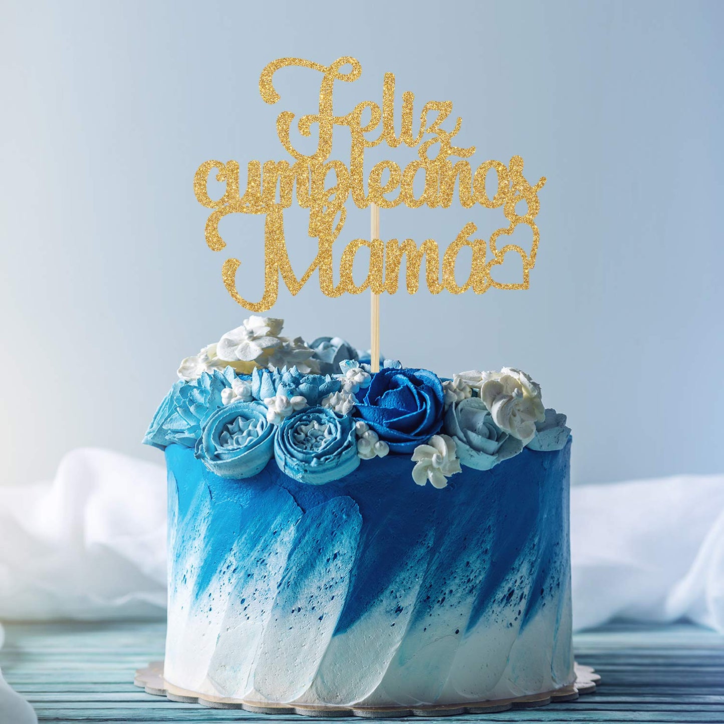 COSIBOA Cake Topper, Gold Glitter, Best Mom Ever, Happy Birthday, FT-0012