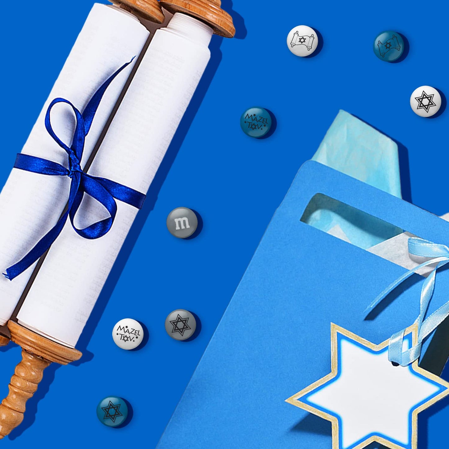 M&M'S Pre-Designed Bar Mitzvah Milk Chocolate Candy - 2Lbs Of Bulk Candy In Resealable Pack For The Bar Mitzvah Party Sweet Stuff For Diy Commemorative Bar Mitzvah Gift Or Party Favors