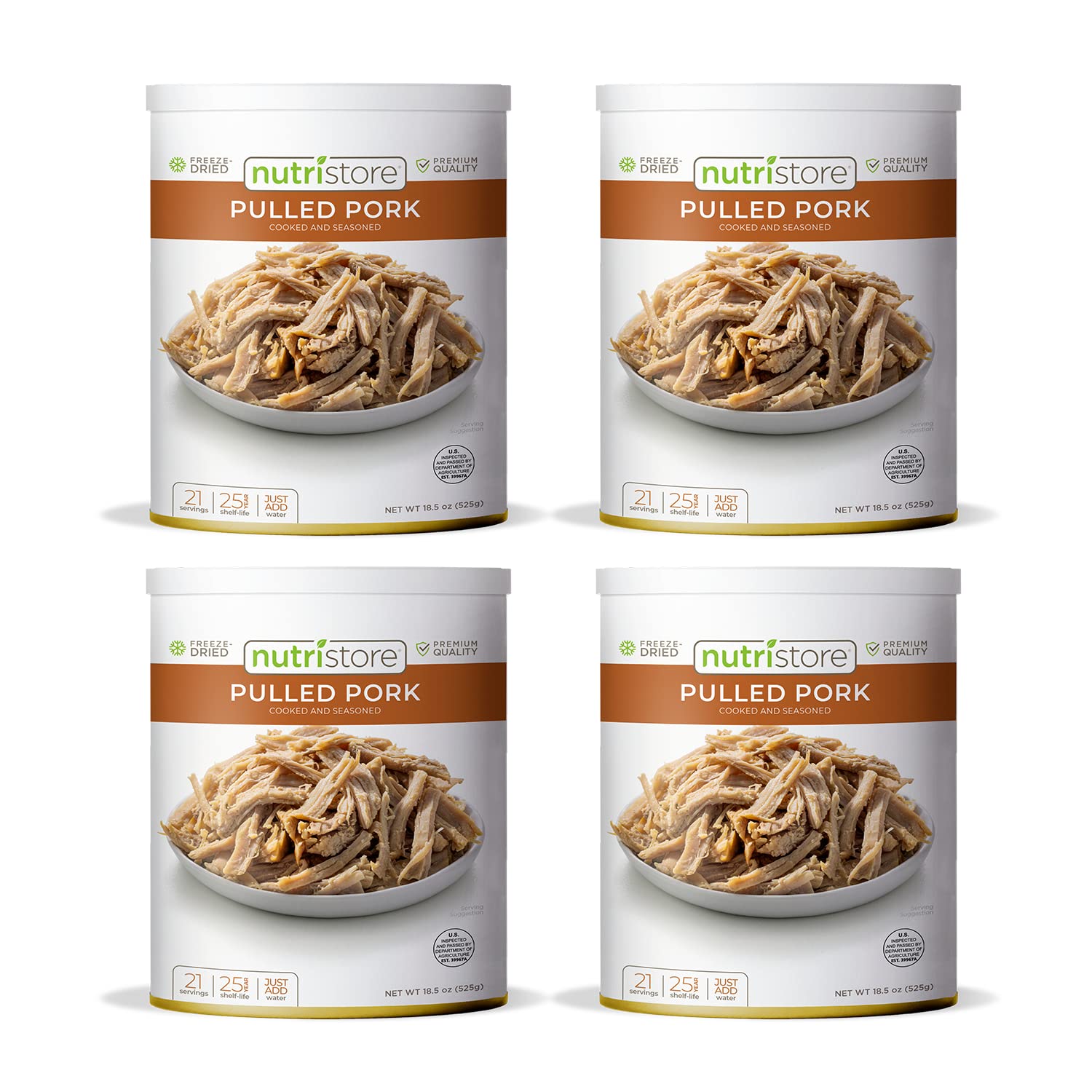 Nutristore Freeze Dried Pulled Pork | Pre-Cooked Bbq Meat For Backpacking, Camping, Meal Prep | Long Term Survival Emergency Foo
