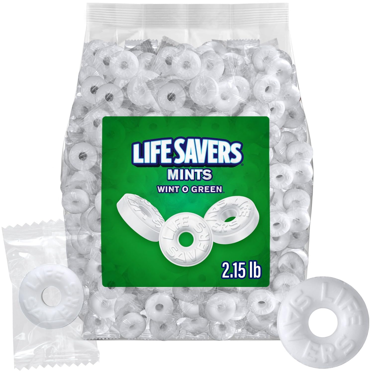 Wint O Green Hard Candy 2lb + 2oz Bulk Pack of Mints Individually Wrapped Bulk Mints for Parties and Events Ideal Wintermint Can