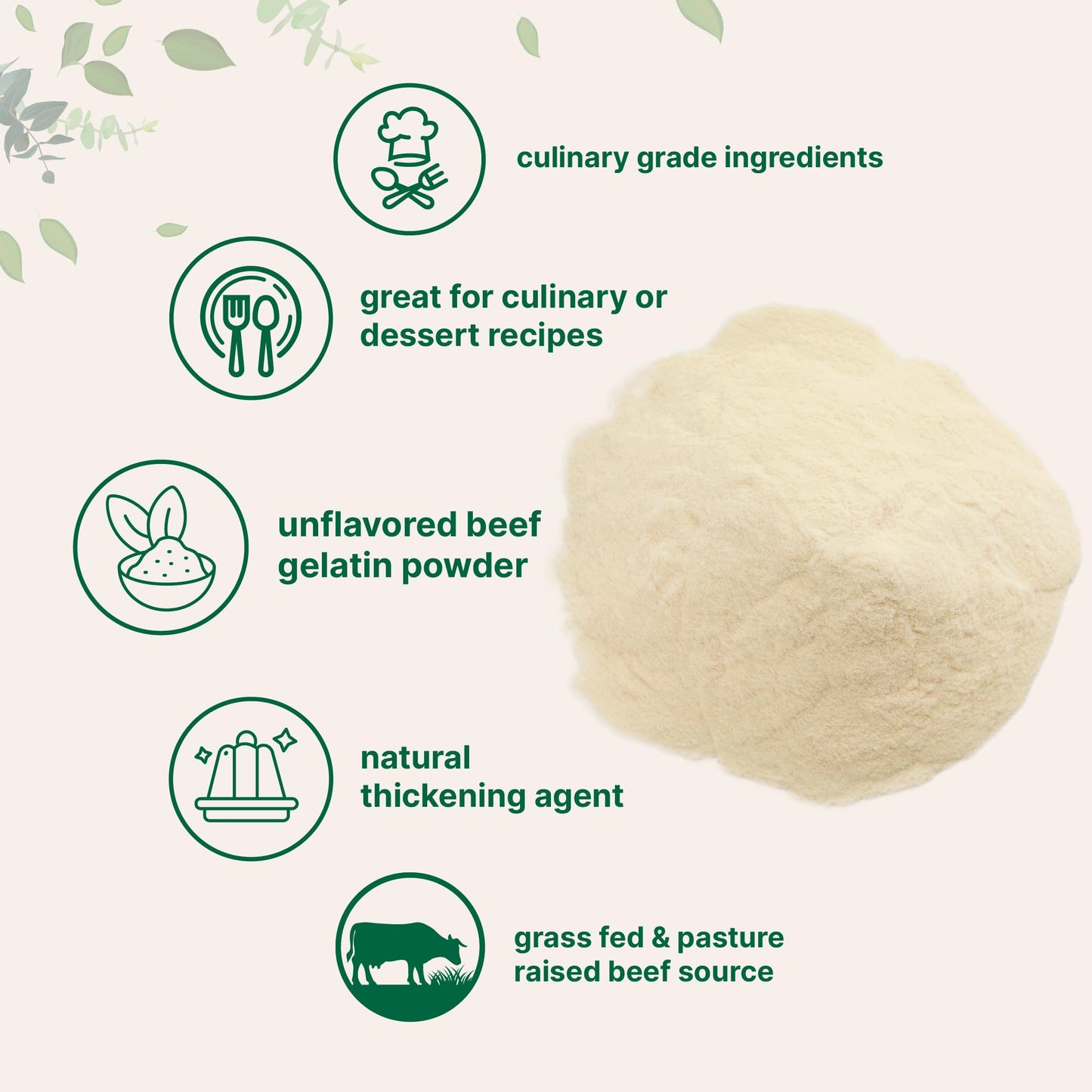 Micro Ingredients Beef Gelatin Powder, Unflavored, 32oz, Grass-Fed, Non-GMO, Gluten Free, Model BA-MI-GEL0907