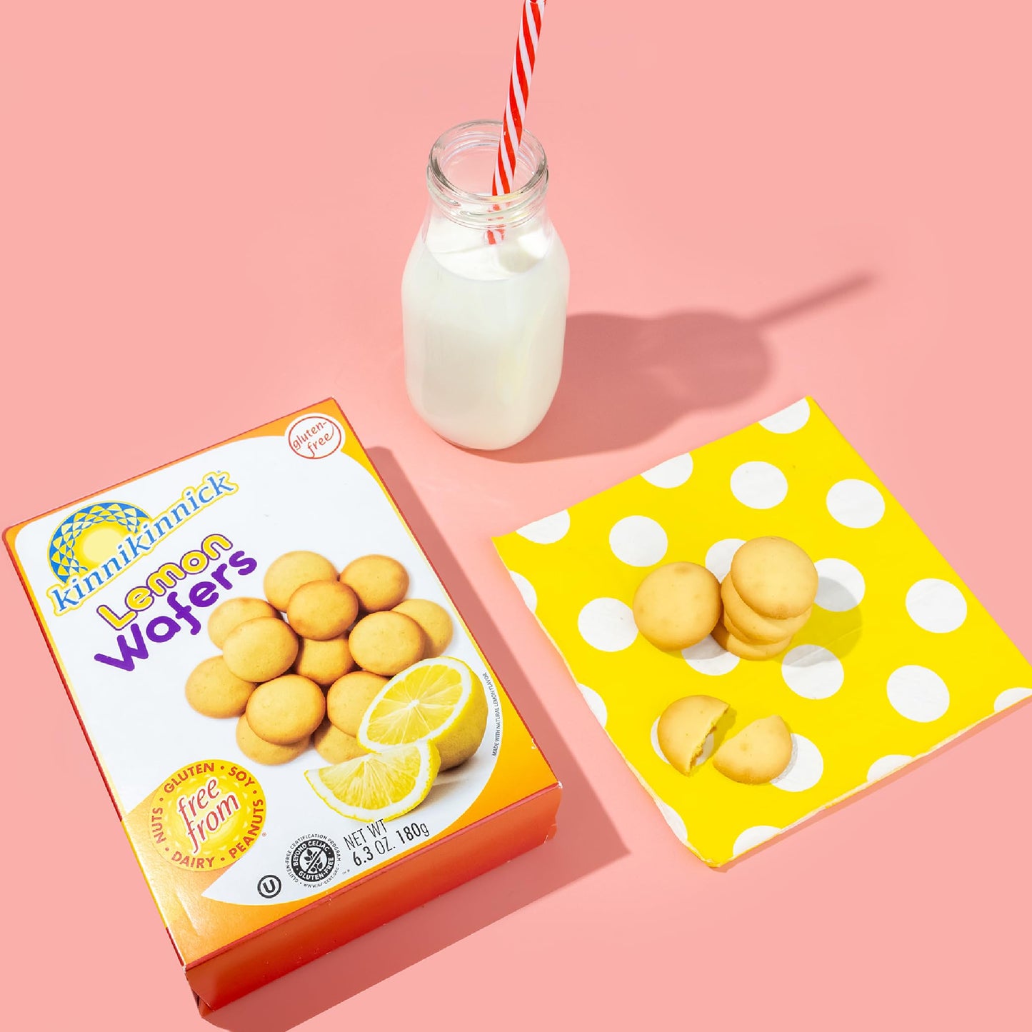 Kinnikinnick - Lemon Wafers - Gluten Free, Allergy Friendly Cookies - 6.3 Oz. Boxes - 6 Pack
