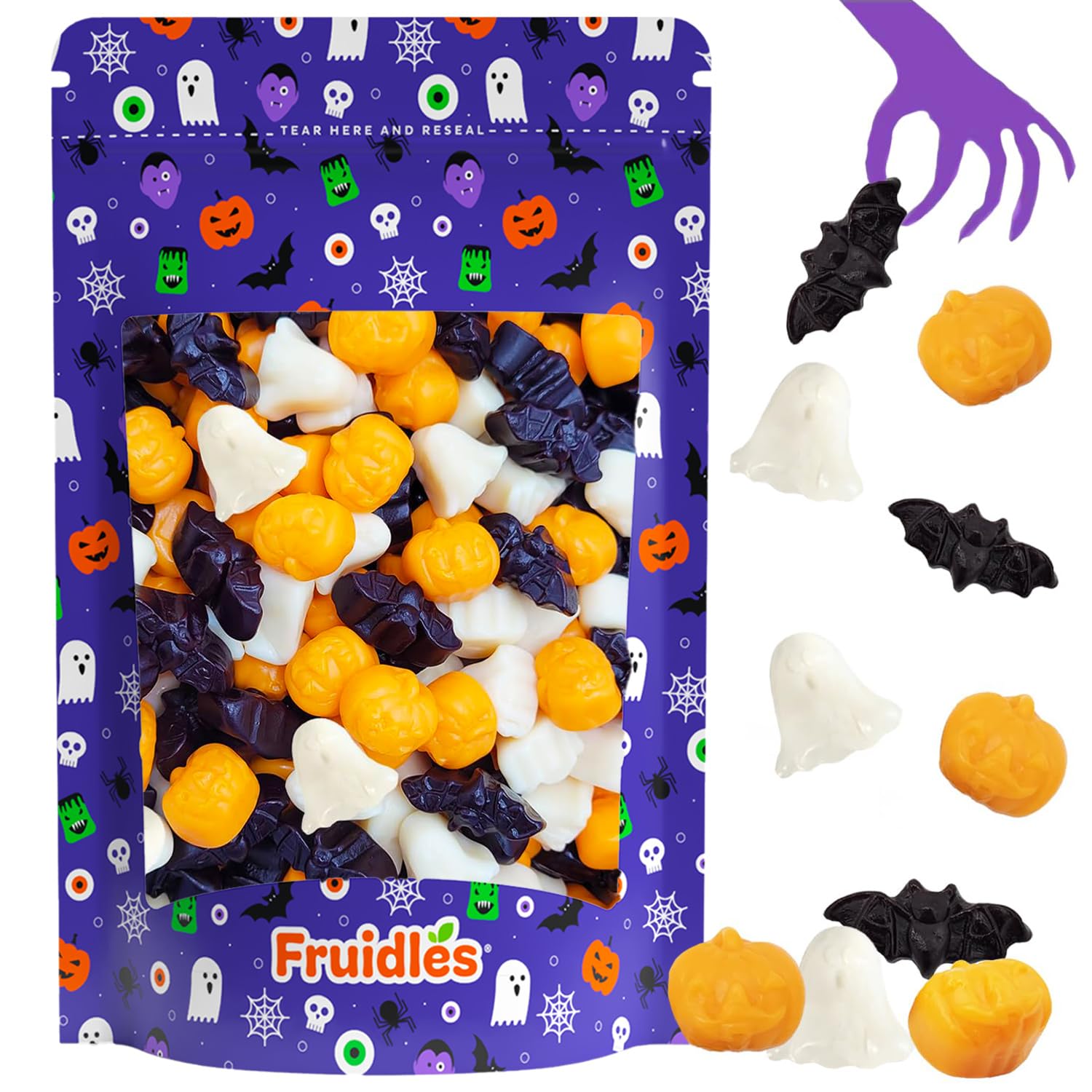 Fruidles Halloween Ghoulish, Ghosts, Bats, and Pumpkin Gummies, Fun And Festive Holiday Snacking (2 Pounds)