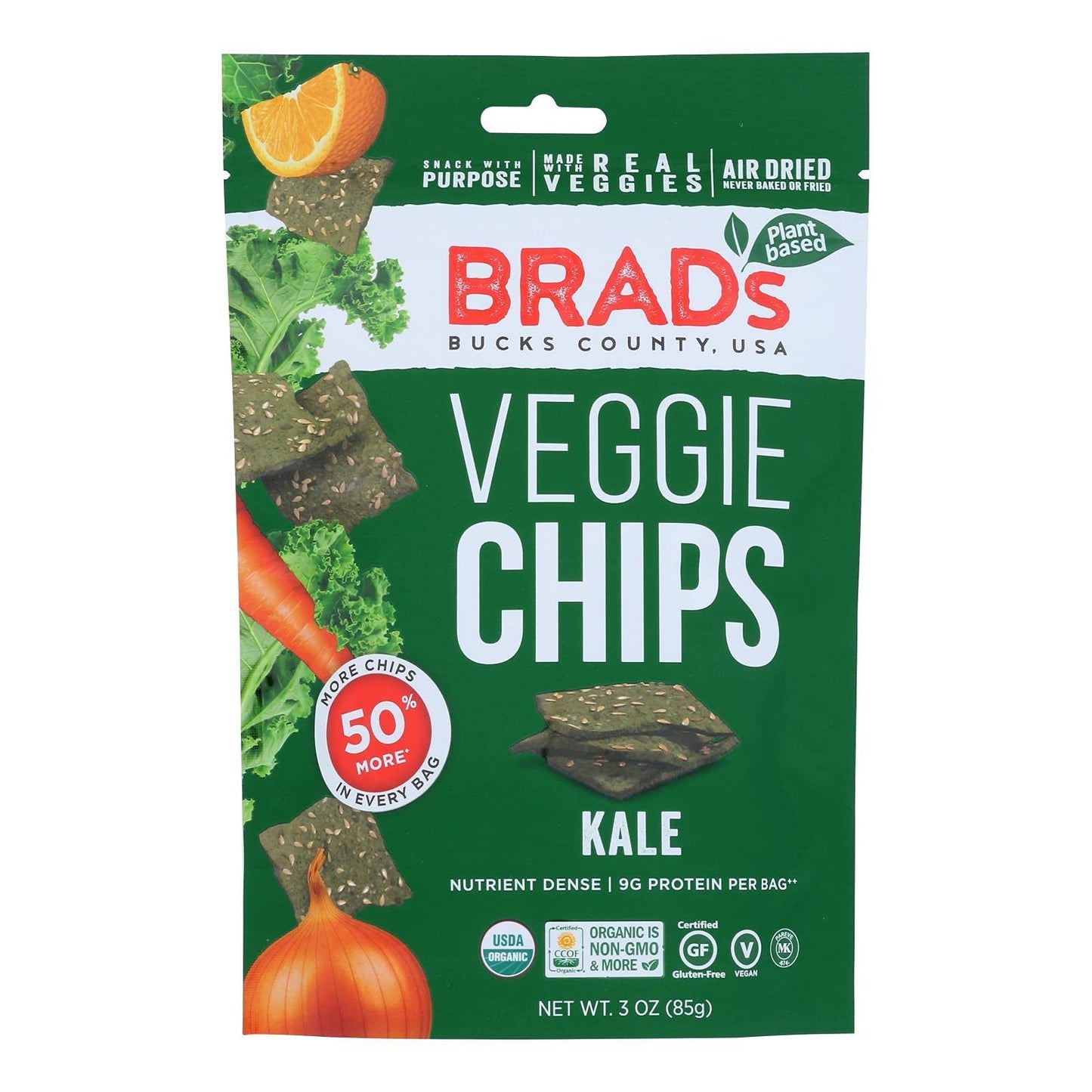 Brads Raw Kale Chips, 3 Ounces, Case of 12, Healthy Snack
