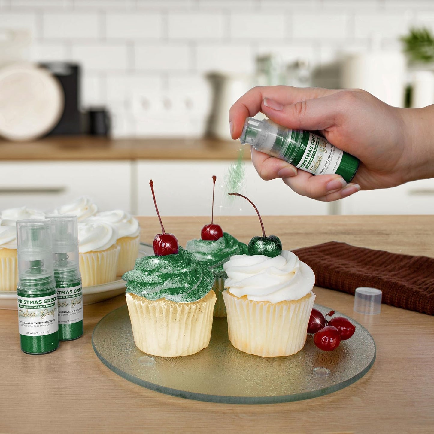 Tinker Dust - Christmas Green (4G 1X Mini Pump) | Edible Glitter For Desserts, Beverages, Cupcakes, Cake Pops And Cookies By Bak
