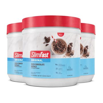 Slimfast Meal Replacement Powder, Original Rich Chocolate Royale, Shake Mix, 10G Of Protein, 14 Servings (Pack Of 3) (Packaging 