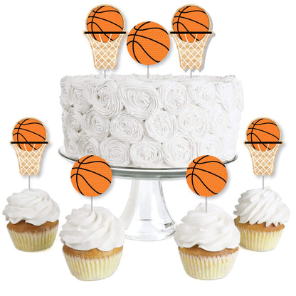 Big Dot of Happiness Nothin but Net - Basketball - Dessert Cupcake Toppers - Baby Shower or Birthday Party Clear Treat Picks - 