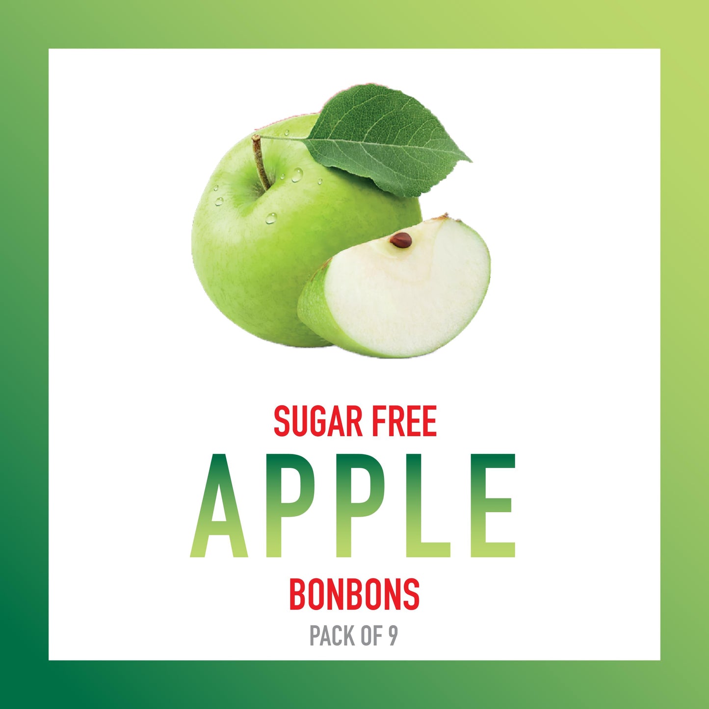 Swiss Imports Sugar Free Bonbons Hard Candy Drops, Apple, 1.4 Oz/40G Box, 9 Pack