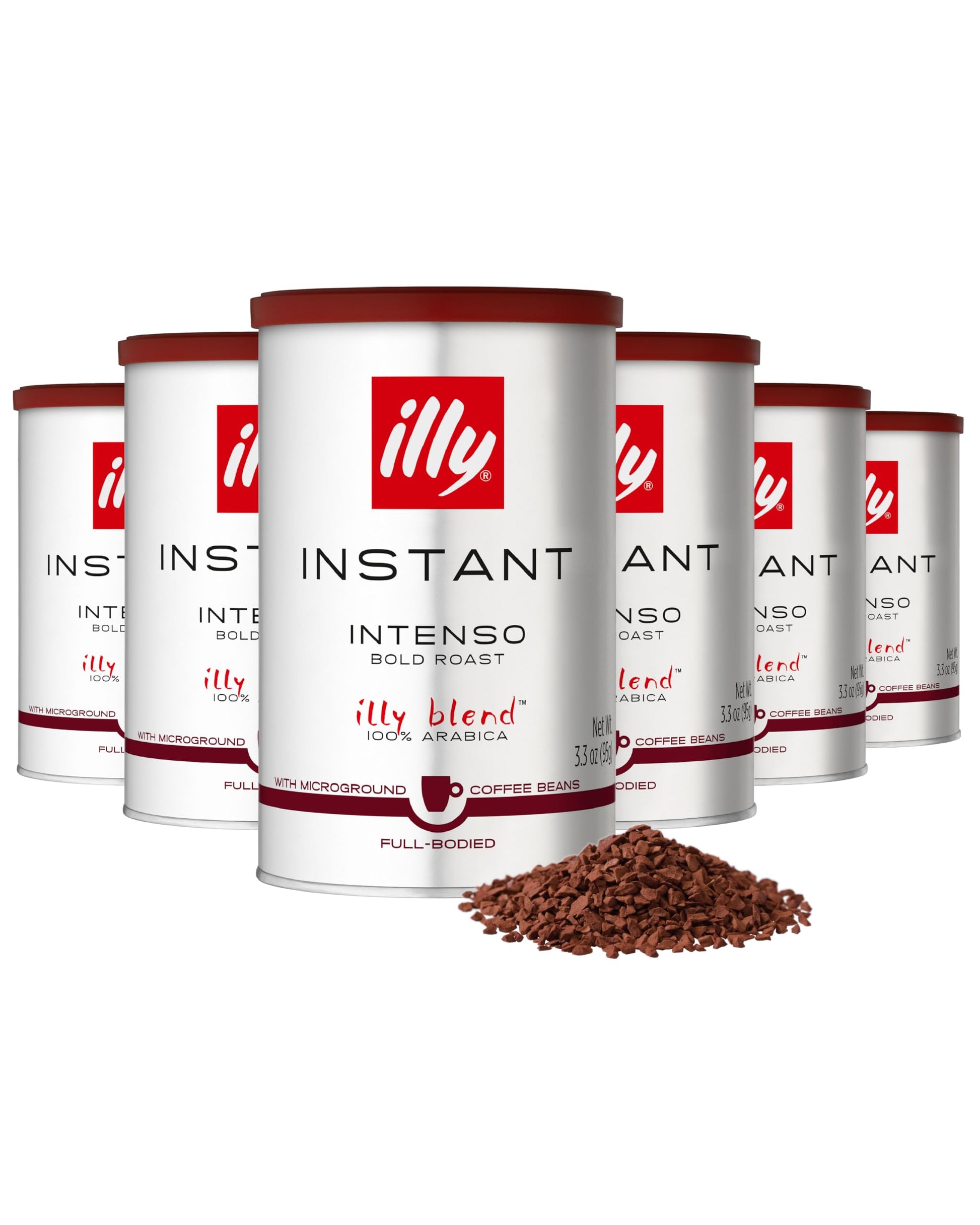 Illy Instant Coffee  Intenso Dark Roast  100% Arabica  Top-Grade Italian Coffee  3.3Oz  6 Pack