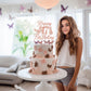 We Can Bearly Wait Rose Gold Glitter Cake Topper, Happy 17th Birthday, Butterfly Theme, Paper Decoration for Girls