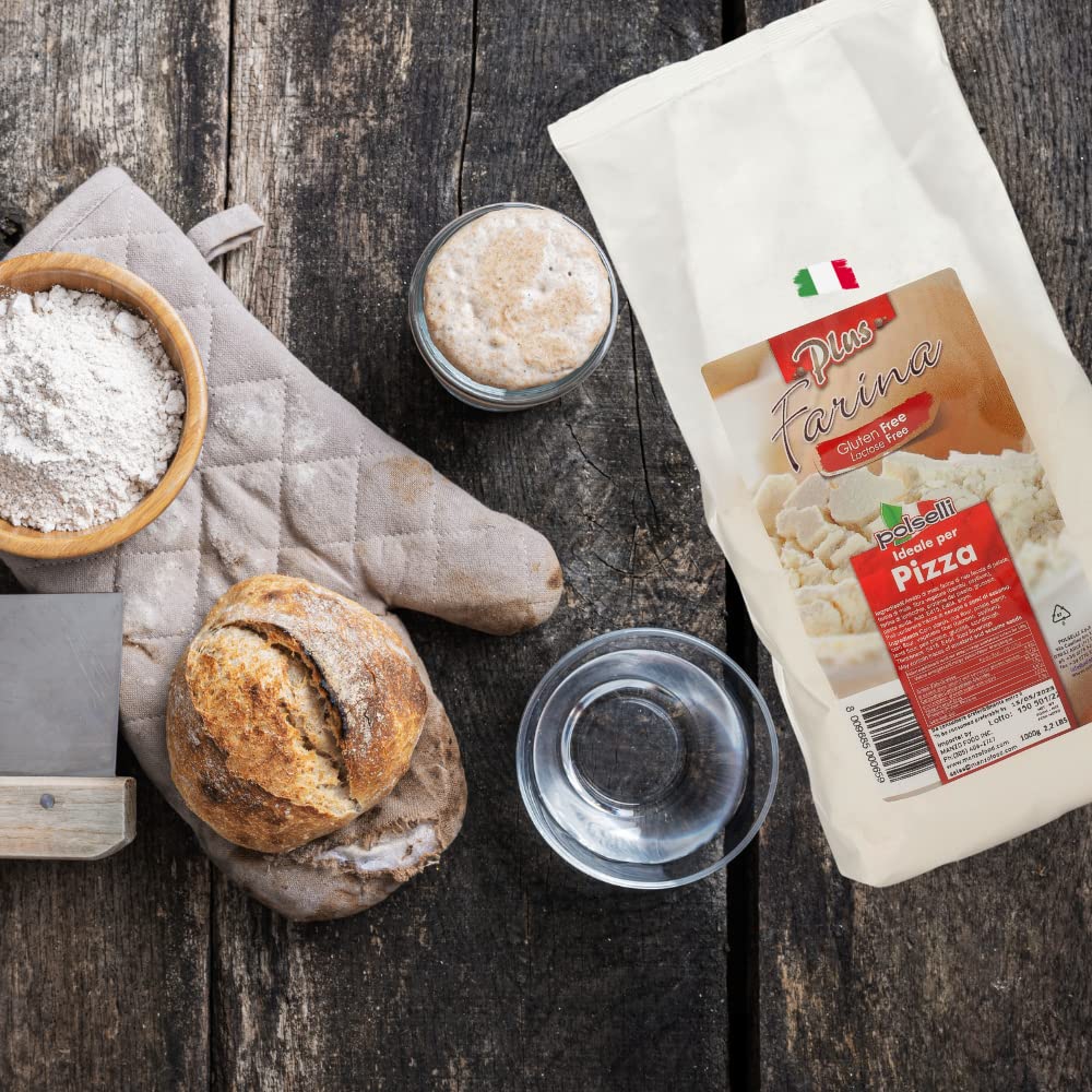Polselli Gluten Free Flour, Pizza Flour, Lactose Free, 2.2Lb, All Natural, Multi Purpose Flour & Starch Blend For Baking Pizza,