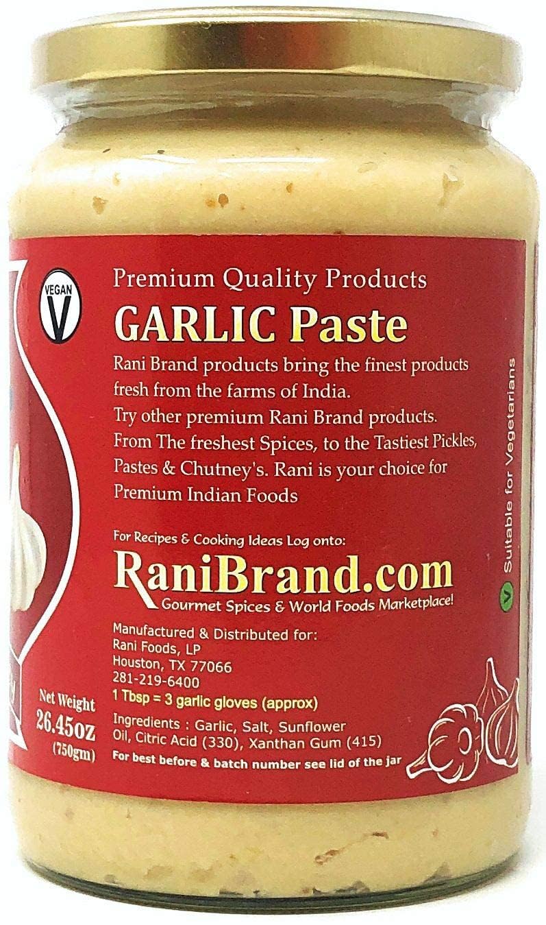 Asian Kitchen Garlic Cooking Paste 26.5Oz (750G) Glass Jar ~ Vegan | Gluten Free | Non-Gmo | No Colors | Indian Origin