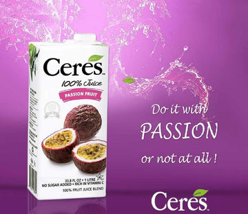Ceres 100% All Natural Pure Fruit Juice Blend, Passion Fruit - Gluten Free, Rich In Vitamin C, No Added Sugar Or Preservatives, Cholesterol Free - 33.8 Fl Oz (2)