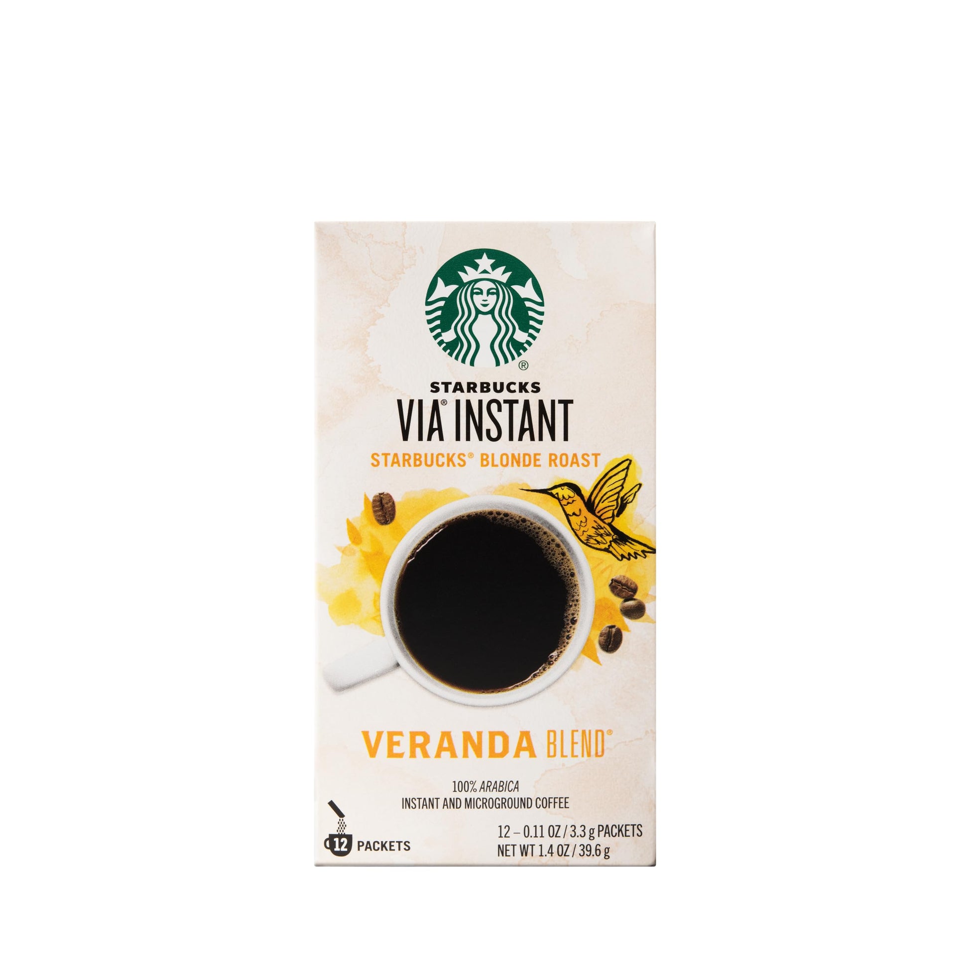 Starbucks VIA Veranda Blend Instant Coffee Packets, 1.4 oz, White/Yellow