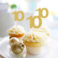 Unimall 24 Pieces Number 10 Cupcake Toppers, Gold Glitter 10Th Birthday Cupcake Picks Mini Cake Decorations For 10 Years Old Bir