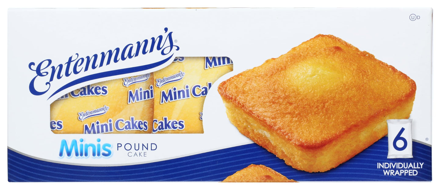 Entenmanns Minis Pound Cakes, Box of Snack Cakes, 9.25 oz, 6 Count