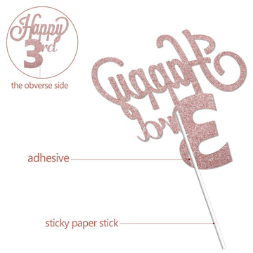 Lingteer Happy 3Rd Birthday Cake Topper - Cheers To 3Rd Birthday Three Years Old Birthday Party Decorations Gift Sign.