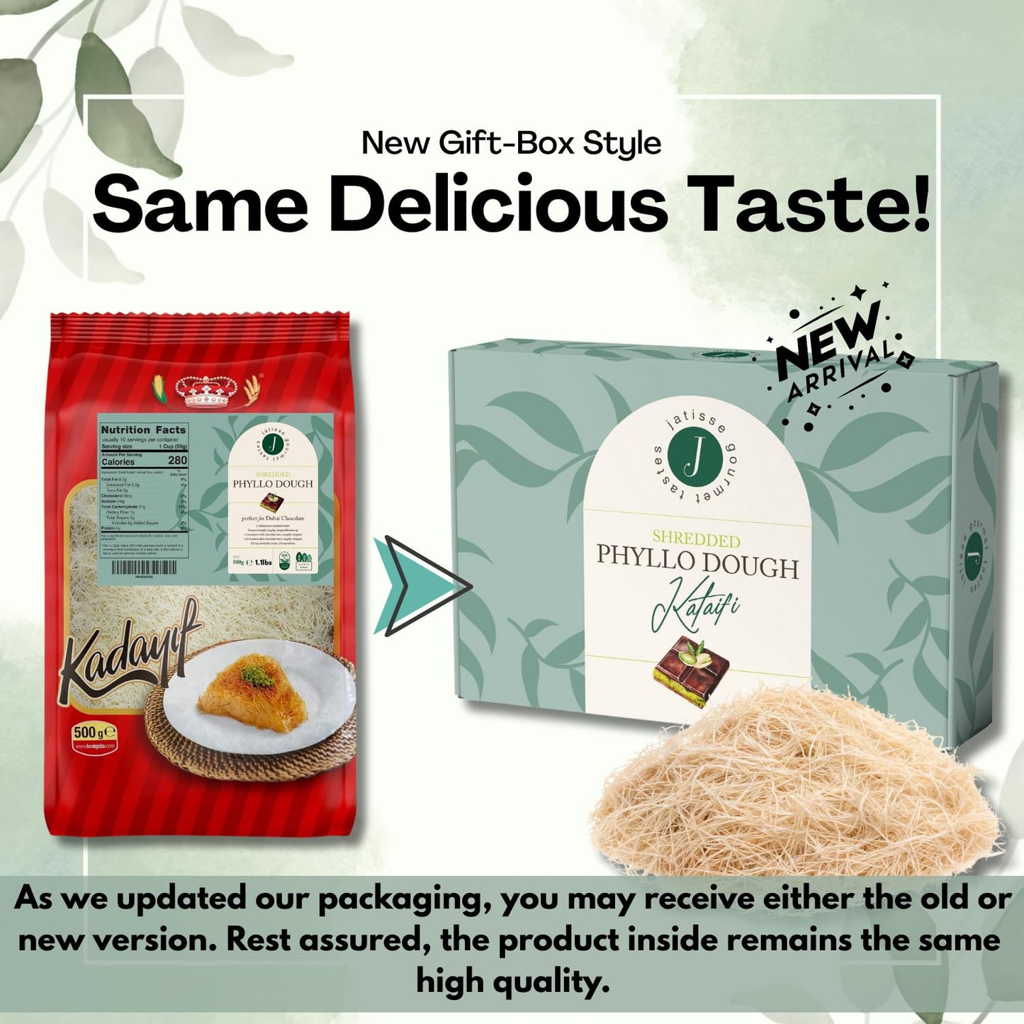 Jatisse Premium Dried Kataifi 500G (1.1 Lb) Perfect For Viral Dubai Chocolate Bar Pistachio Stuffed Desserts Knafeh, Kunafa, And