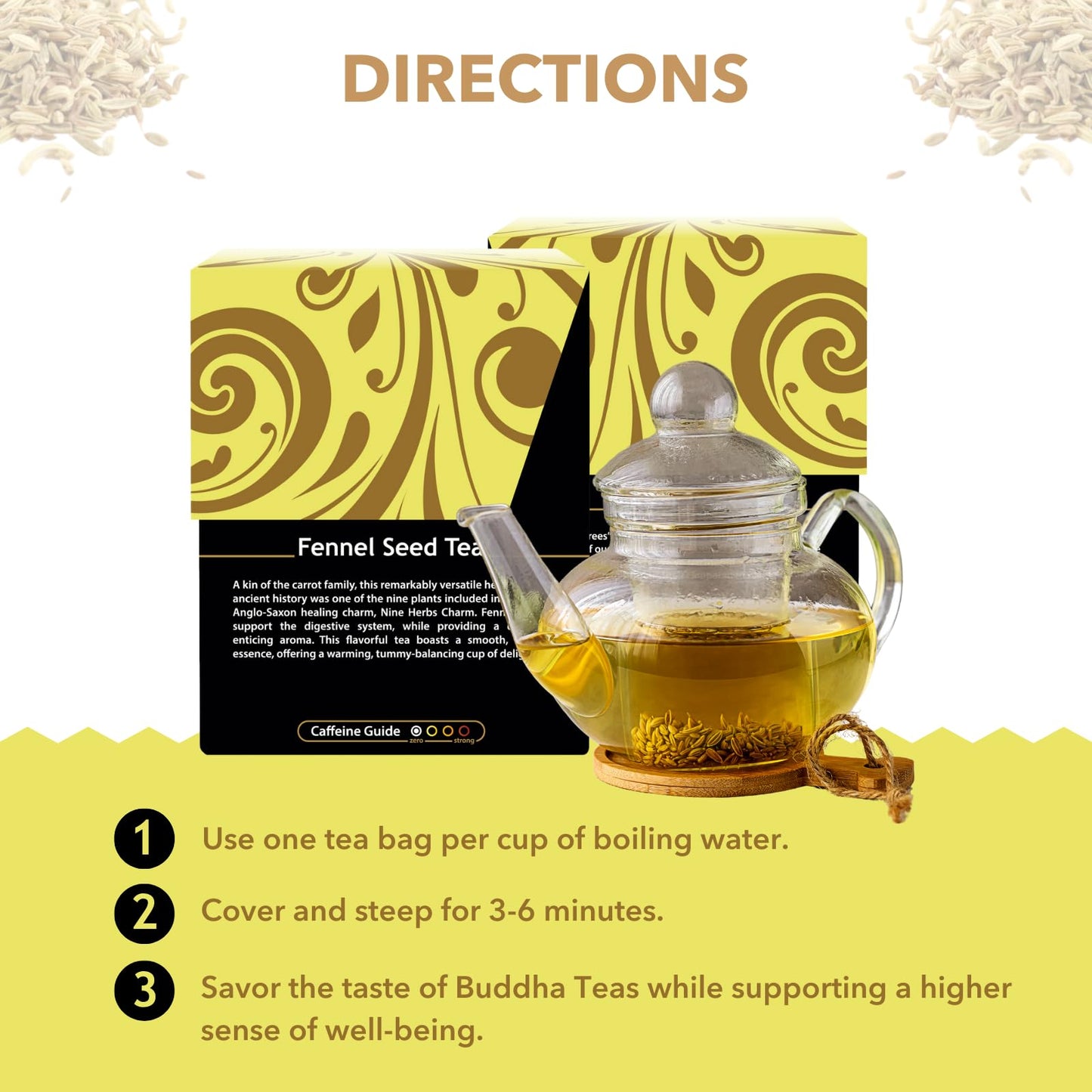 Buddha Teas - Organic Fennel Seed Tea - Herbal Tea - For Health & Digestion - USDA Certified - Clean Ingredients - OU Kosher - 1