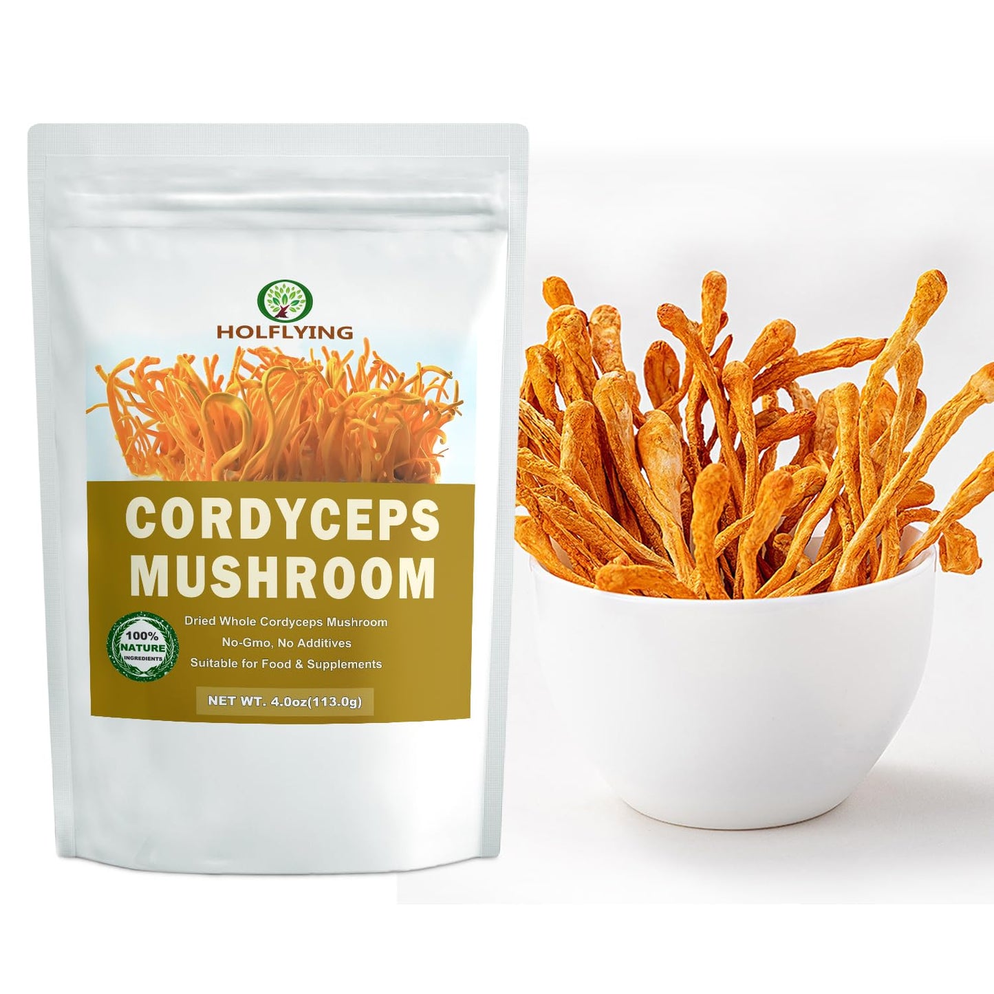 Dried Whole Cordyceps Mushroom - 4.0 Oz, All-Natural Cordyceps For Immunity, Health, And Vegan Recipes, No Additives, No Gmo