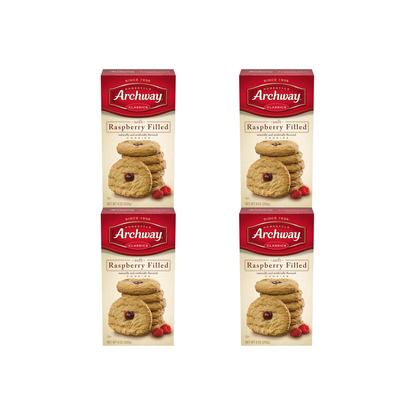 Archway Cookies, Raspberry Filled, 9 Oz (Pack of 4)