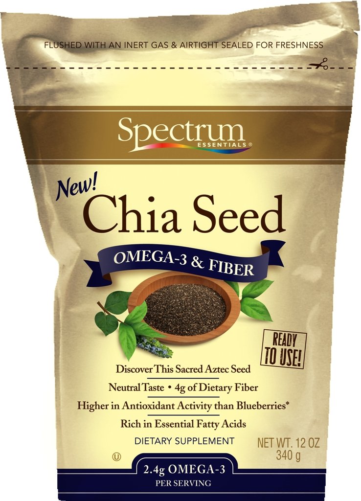 Spectrum Essentials Chia Seeds, 12 Ounce Bags, Pack of 4