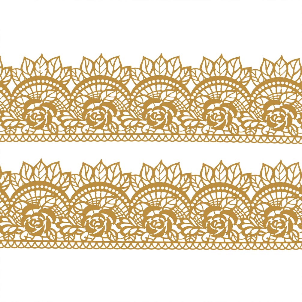Large Pre-Made Ready To Use Edible Cake Lace Rose Scallop Golden 14-Inch 5-Piece Set