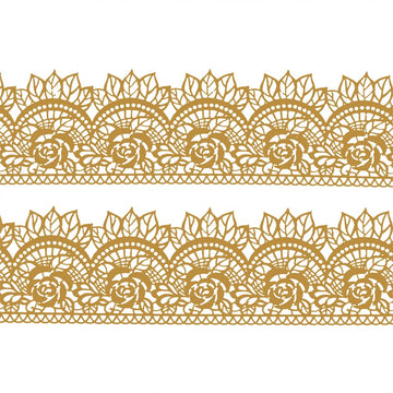 Large Pre-Made Ready To Use Edible Cake Lace Rose Scallop Golden 14-Inch 5-Piece Set