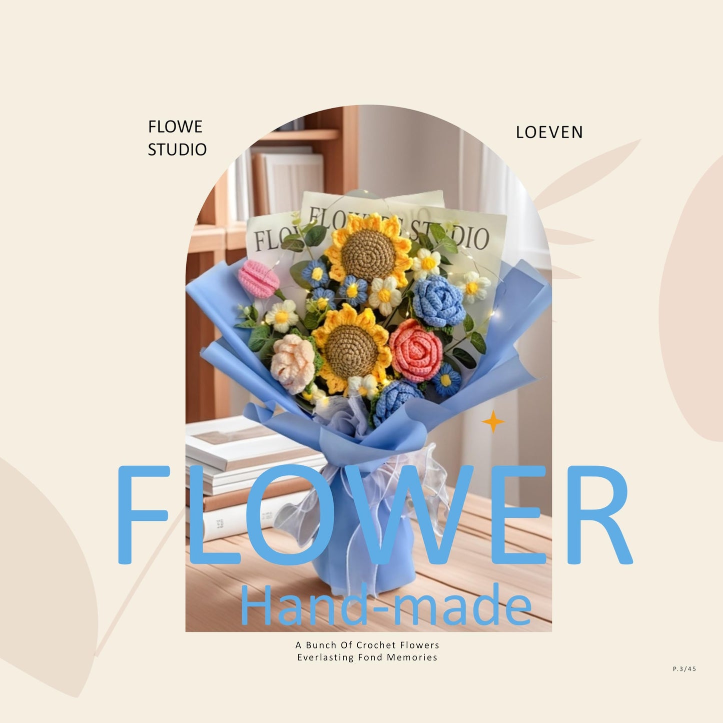 LOEVEN Crochet Flower Bouquet, Handmade Knitted Carnation, Blue, Model  ZER23, Artificial Flowers for Home Decor and Gifts
