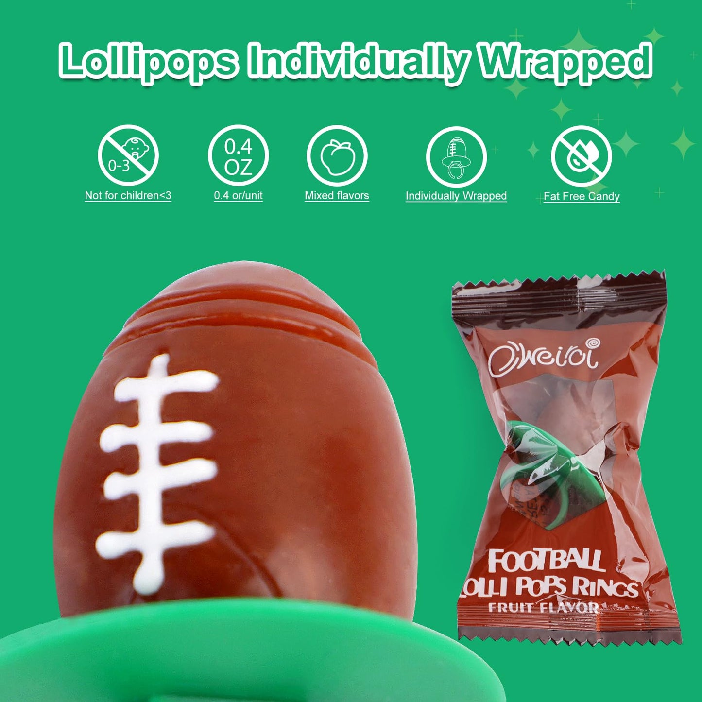 Football Ring Lollipops Kids,Suckers Individually Wrapped Bulk For Tailgates,Easter Candy Lollipops Birthday Party Favors Sucker