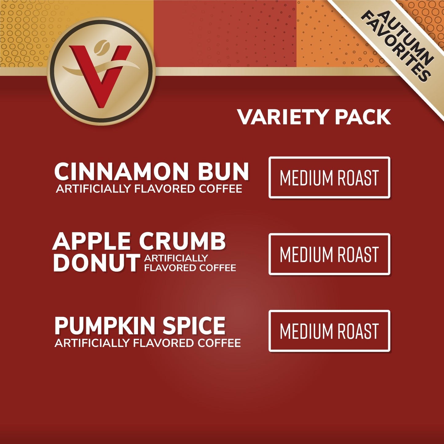 Victor Allens Coffee Autumn Favorites Variety Pack, Medium Roast, 36 Count Single Serve Pods, Brown