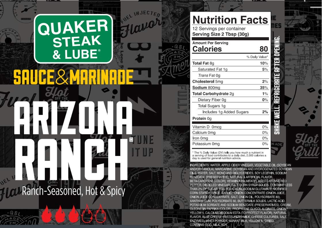 Quaker Steak And Lube Arizona Ranch Wing Sauce 2 Pack - 2 12 Ounce Bottles Of Quaker Steak & Lube Arizona Ranch Sauce