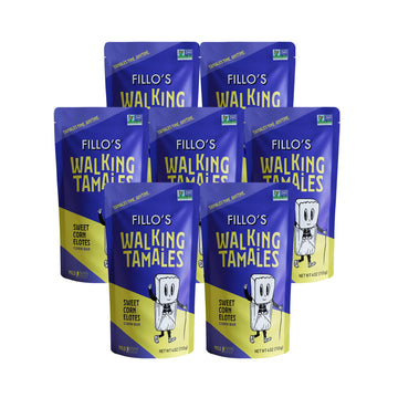 Fillo's Walking Tamales Sweet Corn Elotes, Pk of 7, Ready-to-Eat, Delicious, Gluten-Free, Preservative-Free, Vegan Friendly, Mic