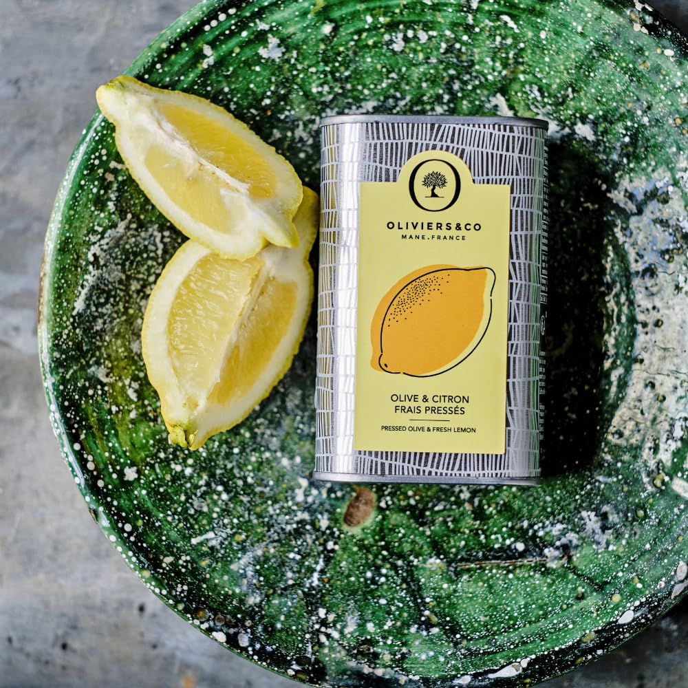 Oliviers & Co. Lemon Olive Oil | Cold Pressed Extra Virgin | 250 ml Can | Gourmet Flavored from Italy