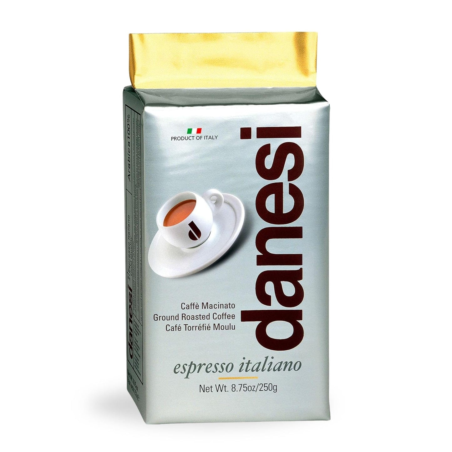 D DANESI CAFFÈ Italian Ground Coffee - Fine Ground Medium Roast for Moka Pot, French Press - 8.75 oz, Pack of 1