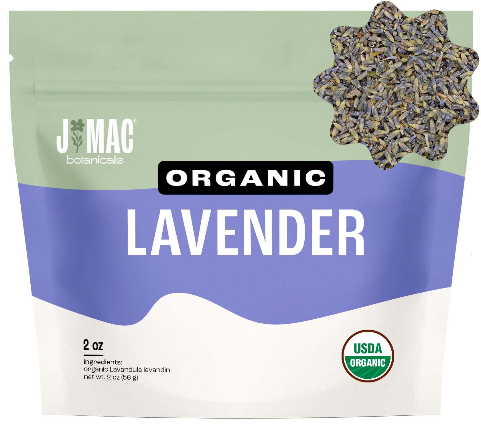 J Mac Botanicals  Organic Lavender Flower (2 Oz)  Dried Lavender Flowers  Buds