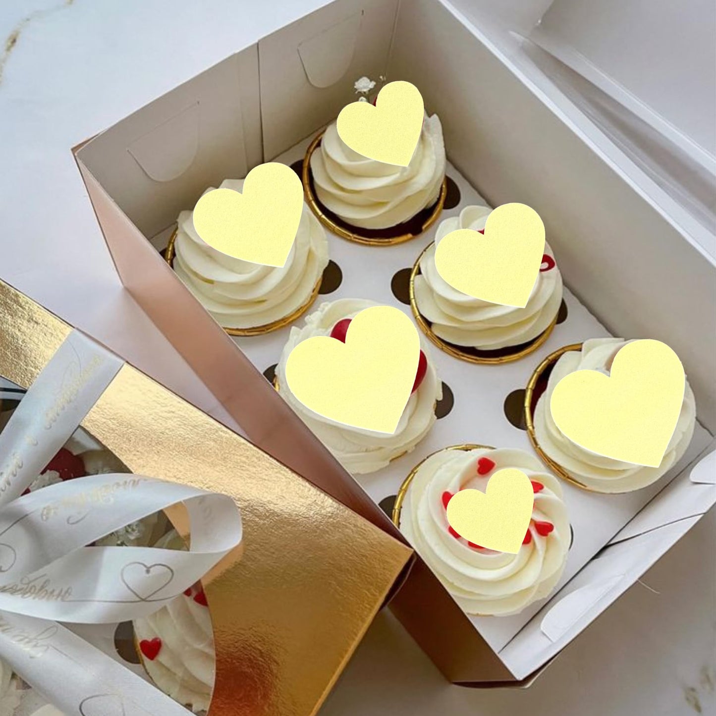 60 Pcs Edible Heart Cupcake Toppers Sweet Love Valentine'S Day Cake Decorations Edible Heart Cake Toppers For Valentine'S Day We