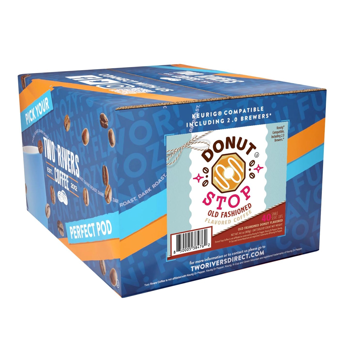 Donut Stop Donut Flavored Coffee Pods, Compatible with 2.0 K-Cup malt-inspired, 40 Count, Old Fashion