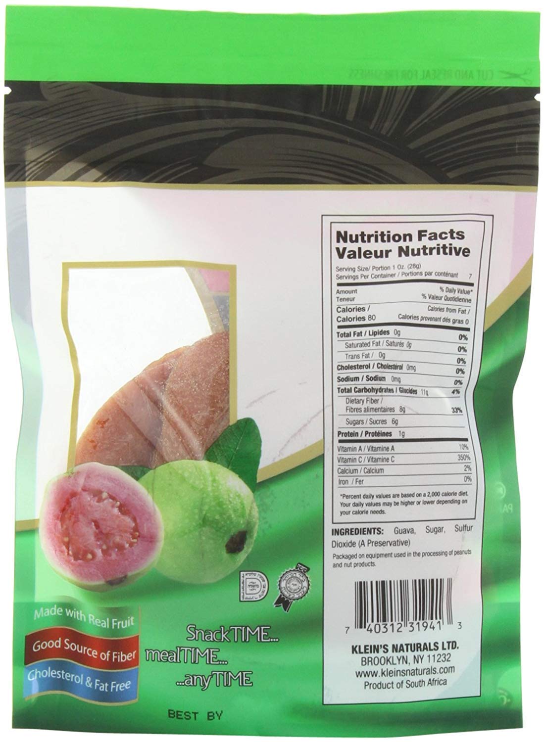 Guava Dried Fruit Snacks By Klein'S Naturals, 7 Oz ~ Healthy Snacks For Adults ~ Naturally Dried Guava Snack Pack ~ Food Gift Fo