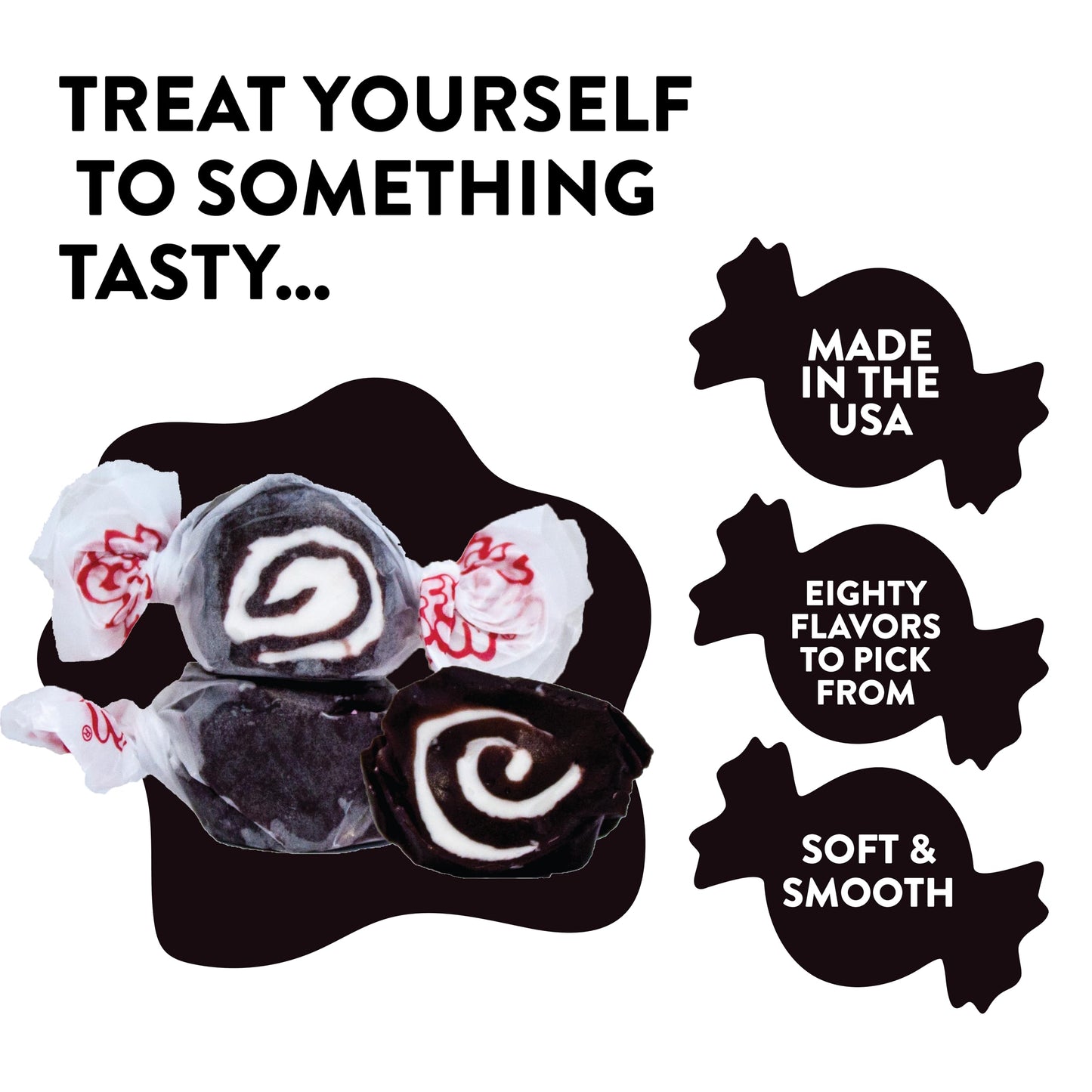 Taffy Town Saltwater Taffy- Licorice Swirls | Gourmet Taffy| Nougat-Style Candy| Soft & Delicious| Sumer Snack Treats| Party Goo