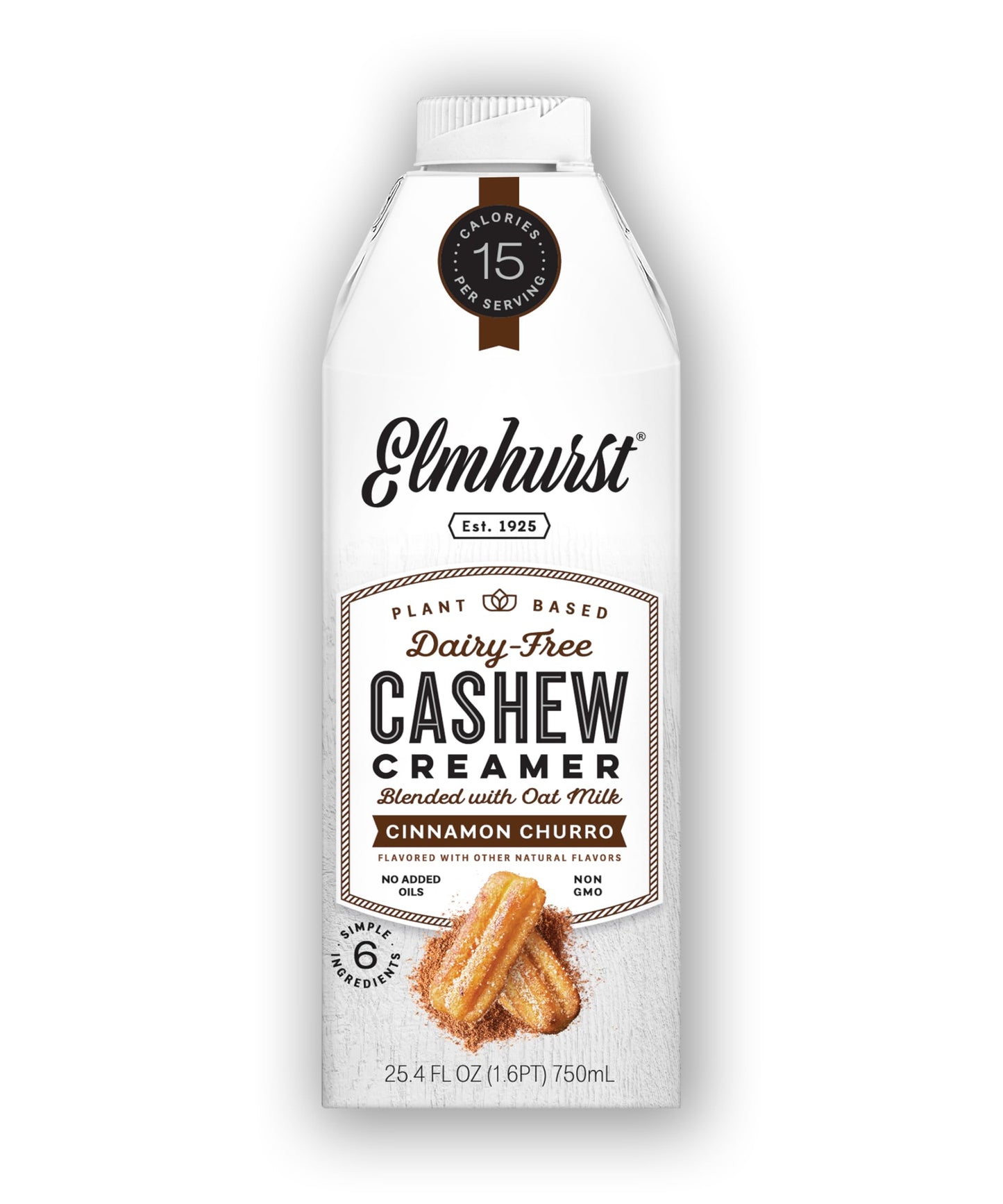 Elmhurst Milked - Cinnamon Churro Cashew Creamer 25.4 Ounce (Pack of 6)