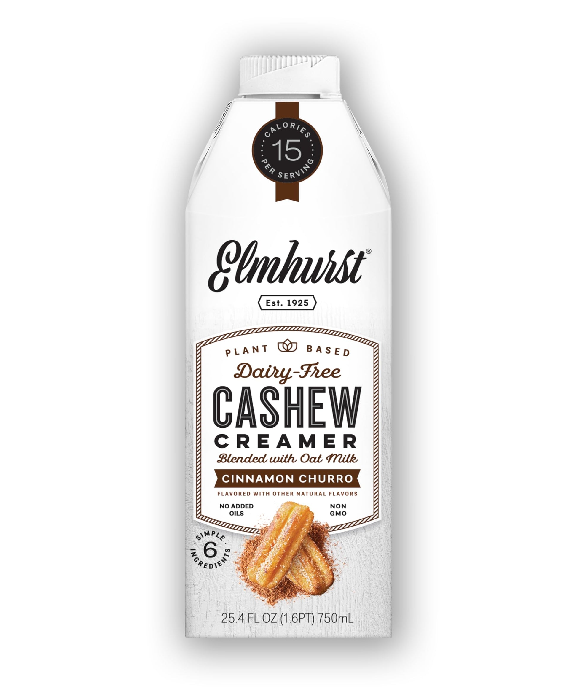 Elmhurst Milked - Cinnamon Churro Cashew Creamer 25.4 Ounce (Pack of 6)
